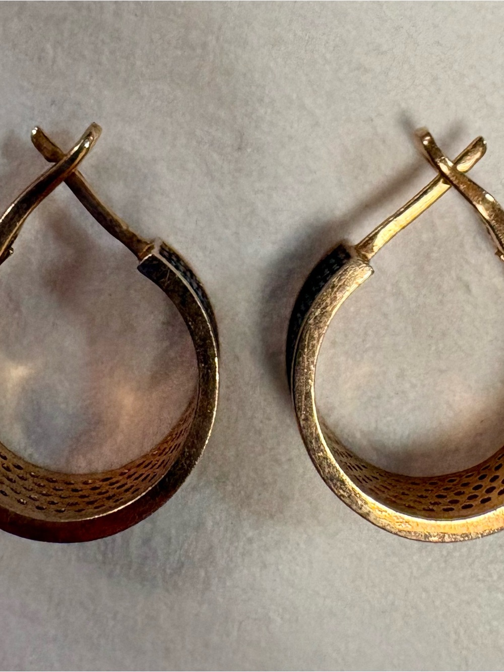 Rose Gold Textured Hoop Huggies with Black Crystals - Women Jewelry